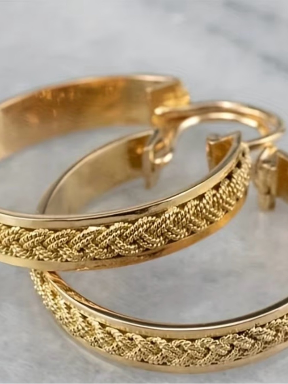 Gold plated Braided Hoop Earrings - Women Jewelry